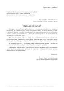 Wzór wezwania do zapłaty